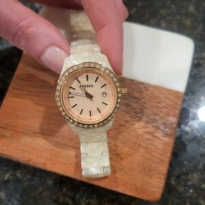 Fossil Cream and Gold Women's Watch